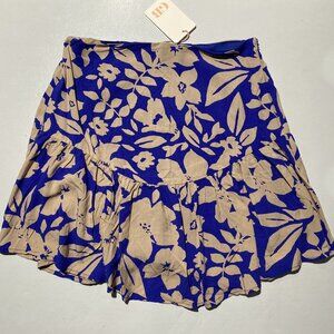 NEW - Size S Womens Gianni Bini Lined Mini Skirt Rayon Polyester Blue Floral $50